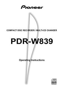Pioneer PDR-W839 manual. Camera Instructions.